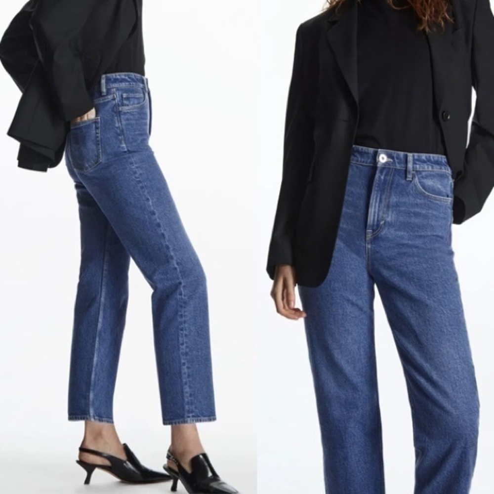 COS Straight Leg High Rise Blue Ankle Jeans 26 x 27
